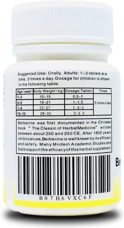 Berberine Herbal Pills - Huang Lian Su (Berberine Extract) - 200 Capsules (2 Bottles)