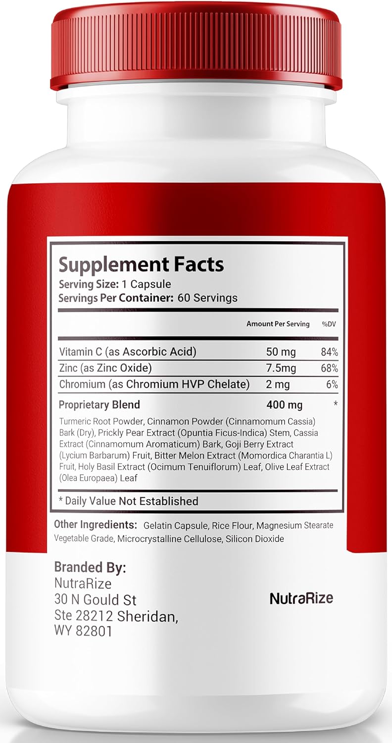 NutraRize GlucoVita Capsules: Official Gluco Vita to Maintain Healthy Blood Levels – All-Natural Support Formula for Overall Wellbeing (60 Capsules) - görsel 2