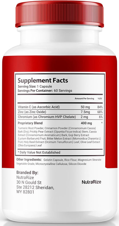 NutraRize GlucoVita Capsules: Official Gluco Vita to Maintain Healthy Blood Levels – All-Natural Support Formula for Overall Wellbeing (60 Capsules)
