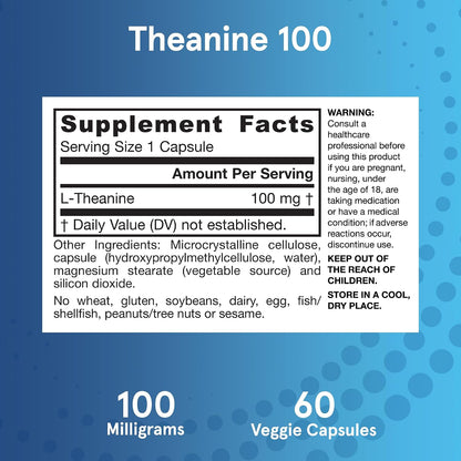 Jarrow Formulae Regular Strength Theanine 100 mg, 60 Capsules