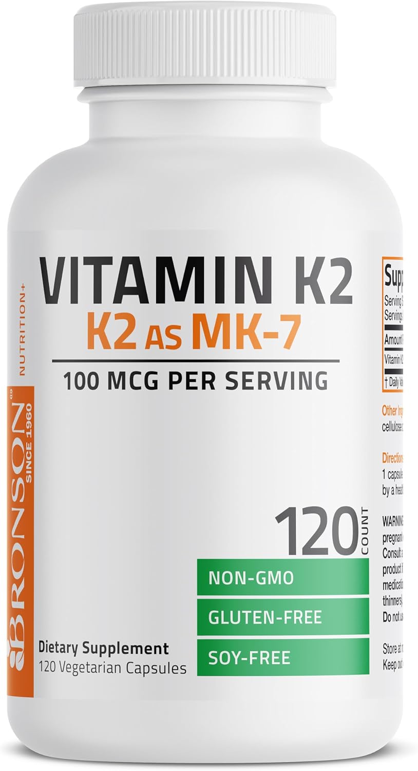 Bronson Vitamin K2 as MK-7 Menaquinone 100 mcg Non-GMO, 120 Capsules - görsel 5