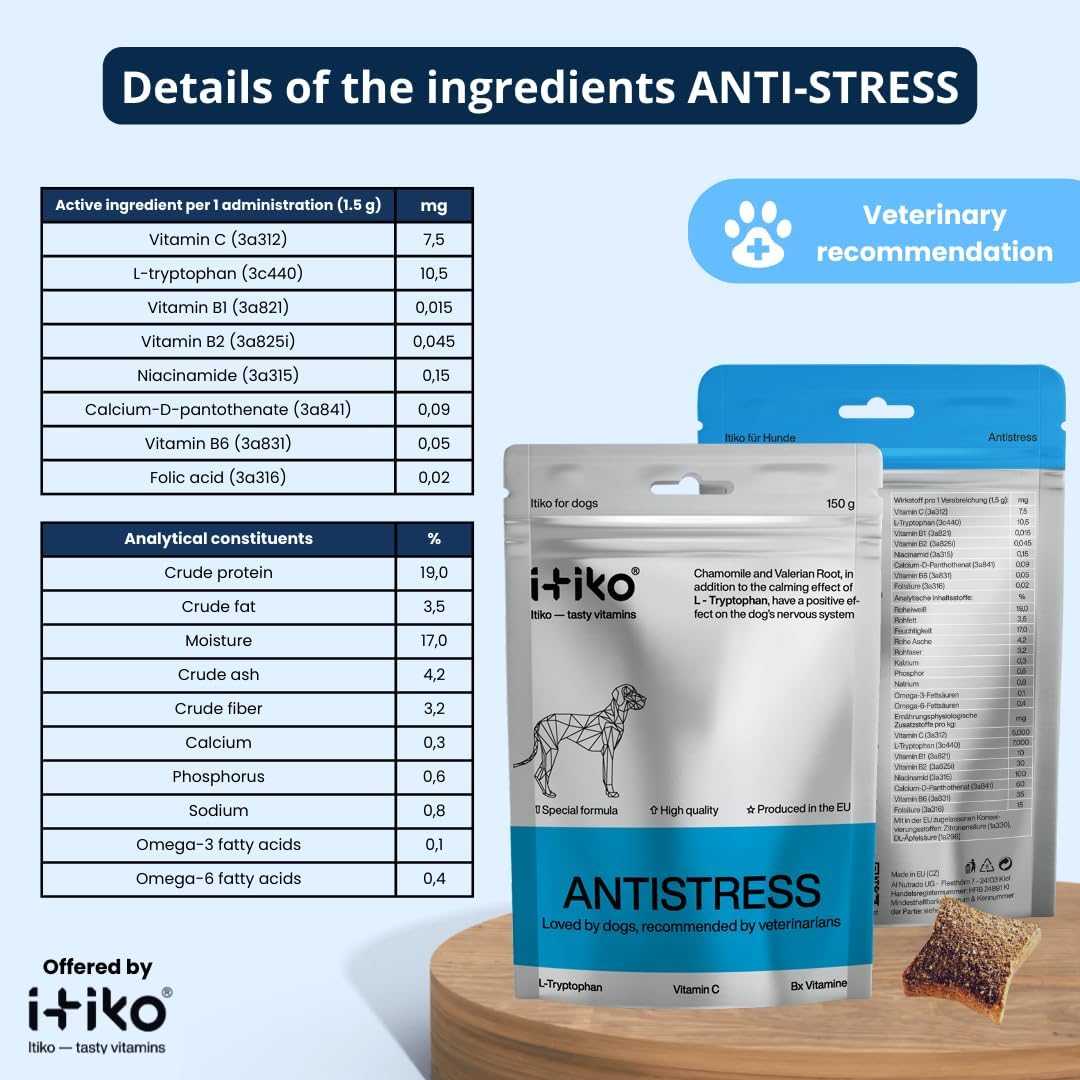 ITIKO Dog Calmers: Tasty Calming Supplement for Dogs with L-Tryptophan, Chamomile & Valerian Root - görsel 7