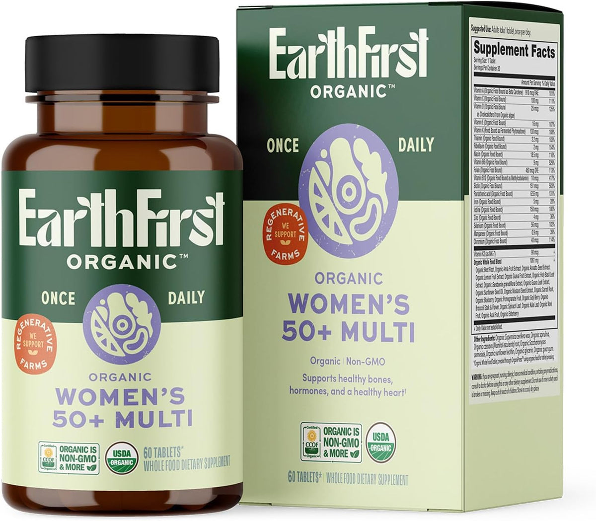EarthFirst Organic Once Daily Multivitamin for Women 50+ - 60 Tablets - görsel 1