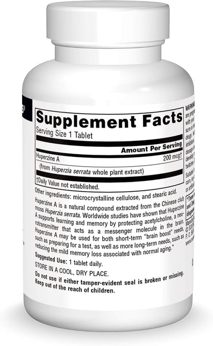 Source Naturals Huperzine A 200 mcg for Learning & Memory - 60 Tablets
