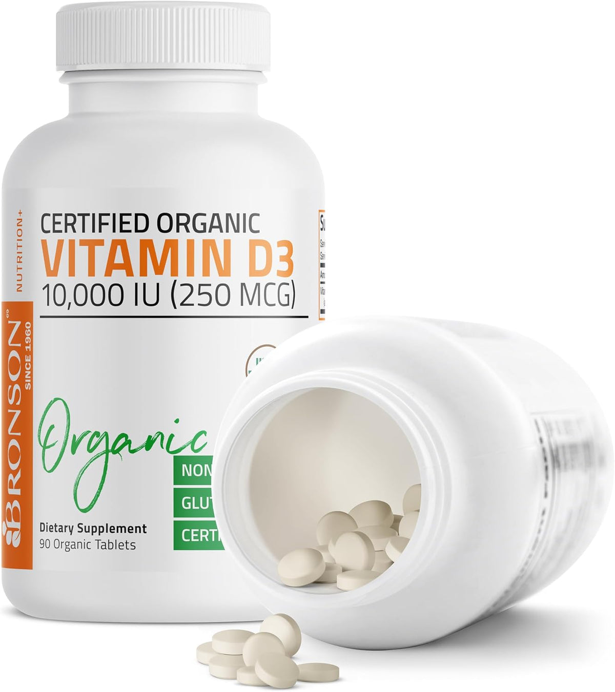 Bronson Vitamin D3 10,000 IU - Organic Non-GM Supplement for Immune & Bone Health, 90 Tablets - görsel 5