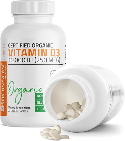 Bronson Vitamin D3 10,000 IU - Organic Non-GM Supplement for Immune & Bone Health, 90 Tablets