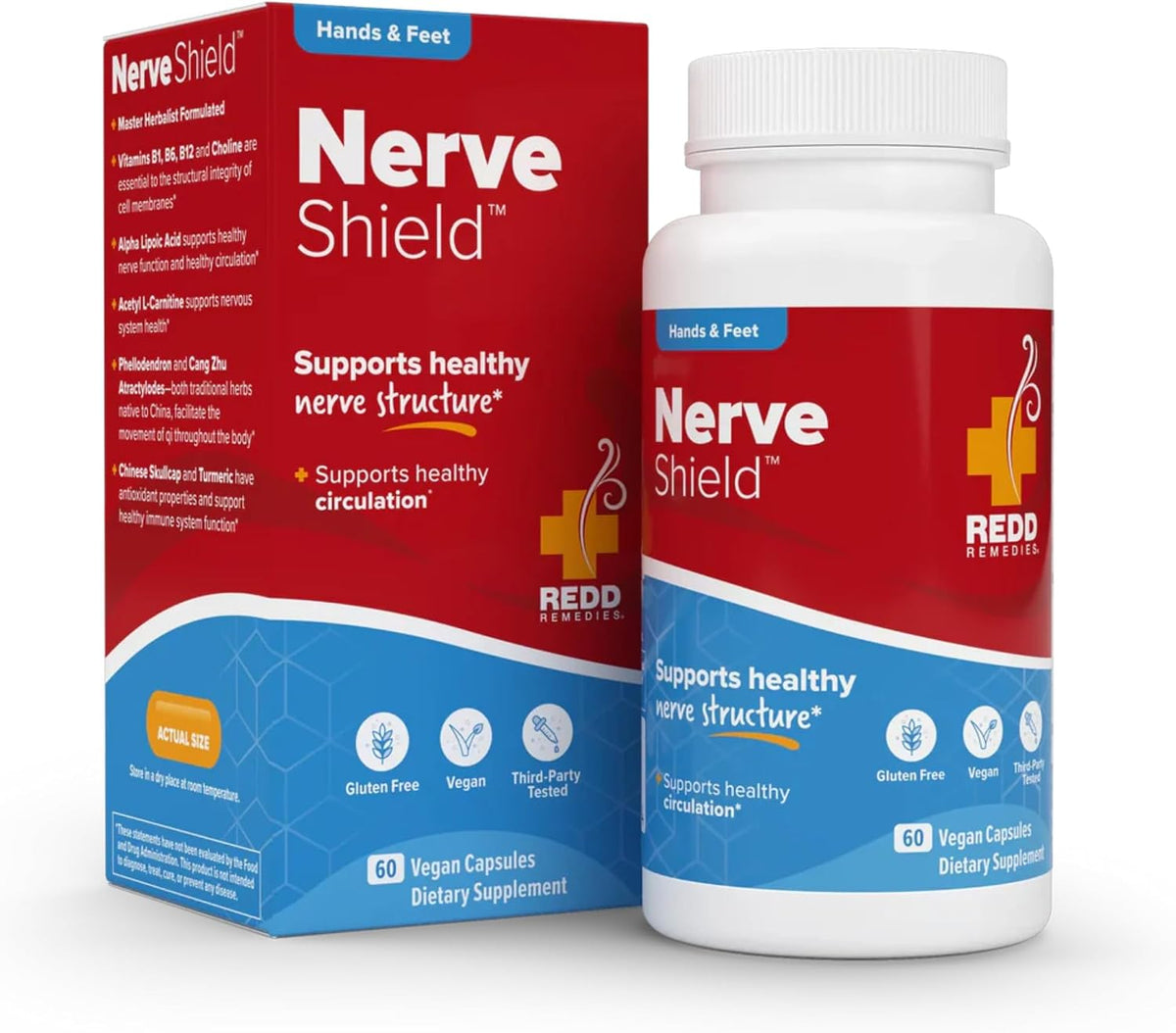 Redd Remedies, Nerve Shield, Supports Healthy Nerve Structure and Circulation, 60 Vegan Capsules - görsel 1