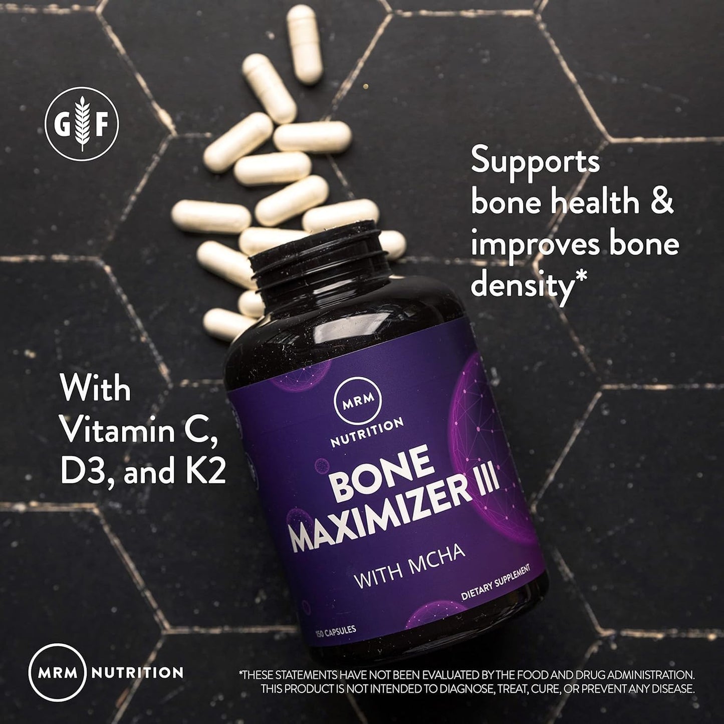 MRM Nutrition Bone Maximiser III - MCHA Calcium, Vitamin D3, K2 MK-7, Magnesium & Zinc, Bone Health Supplement for Women & Men - görsel 4