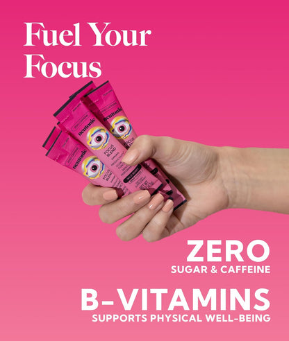 Neutonic Nootropic Focus Blend Powder – Wild Berry Flavour, 16 Sticks, Caffeine-Free, No Added Sugar