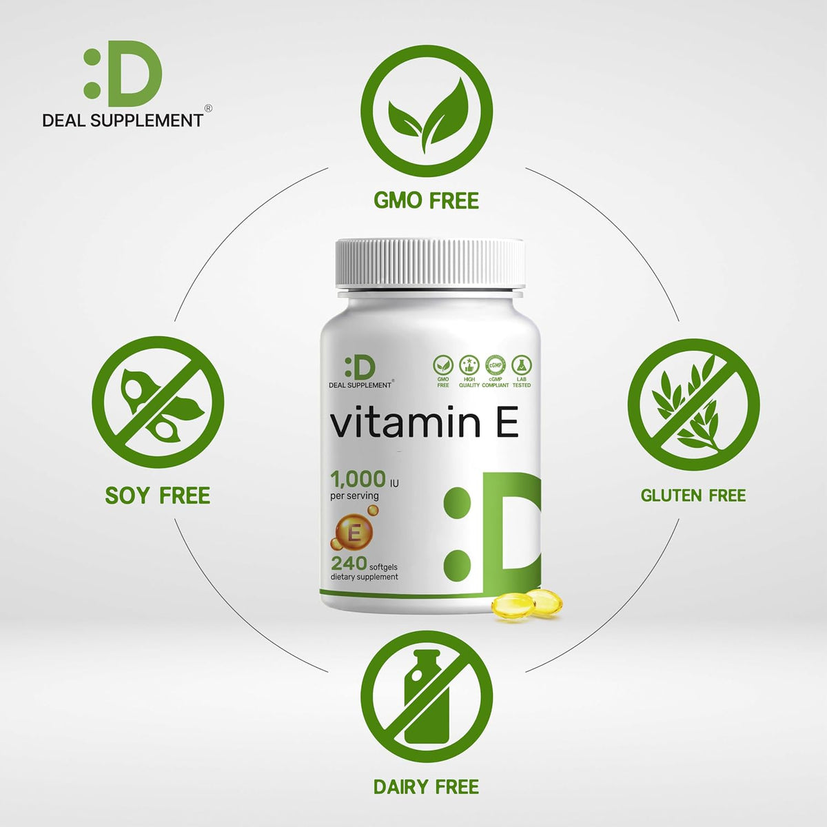 Vitamin E Supplements (1,000 IU) – 240 Softgels – Extra Strength Antioxidant Protection - görsel 5