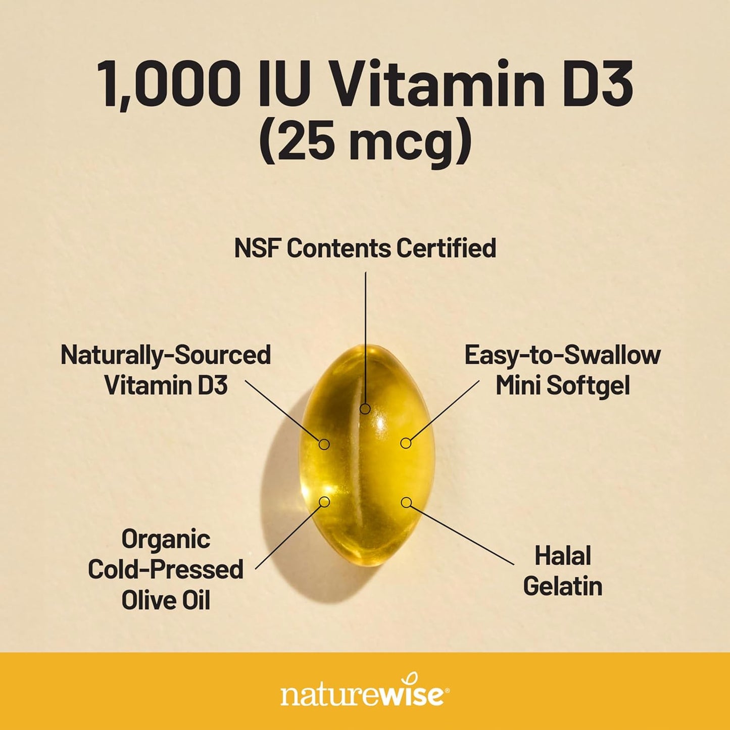 NatureWise Vitamin D3 1000 IU (25 mcg) - 360 Mini Softgels, 1-Year Supply - görsel 5