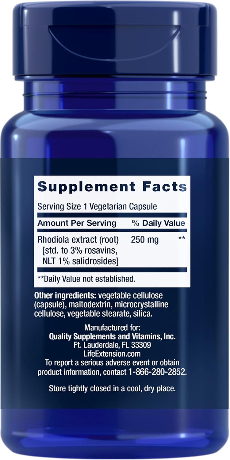 Life Extension Rhodiola Extract, 250 mg, 60 Capsules - görsel 2
