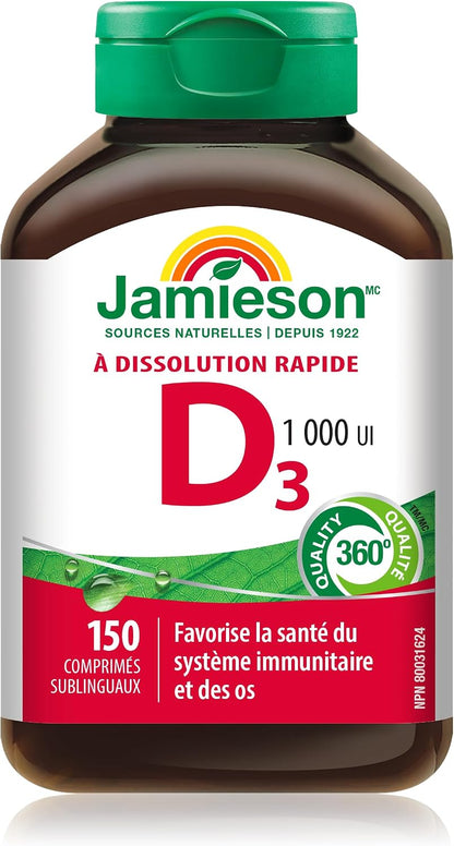 Jamieson Vitamin D3 1,000 IU, 150 Sublingual Tablets