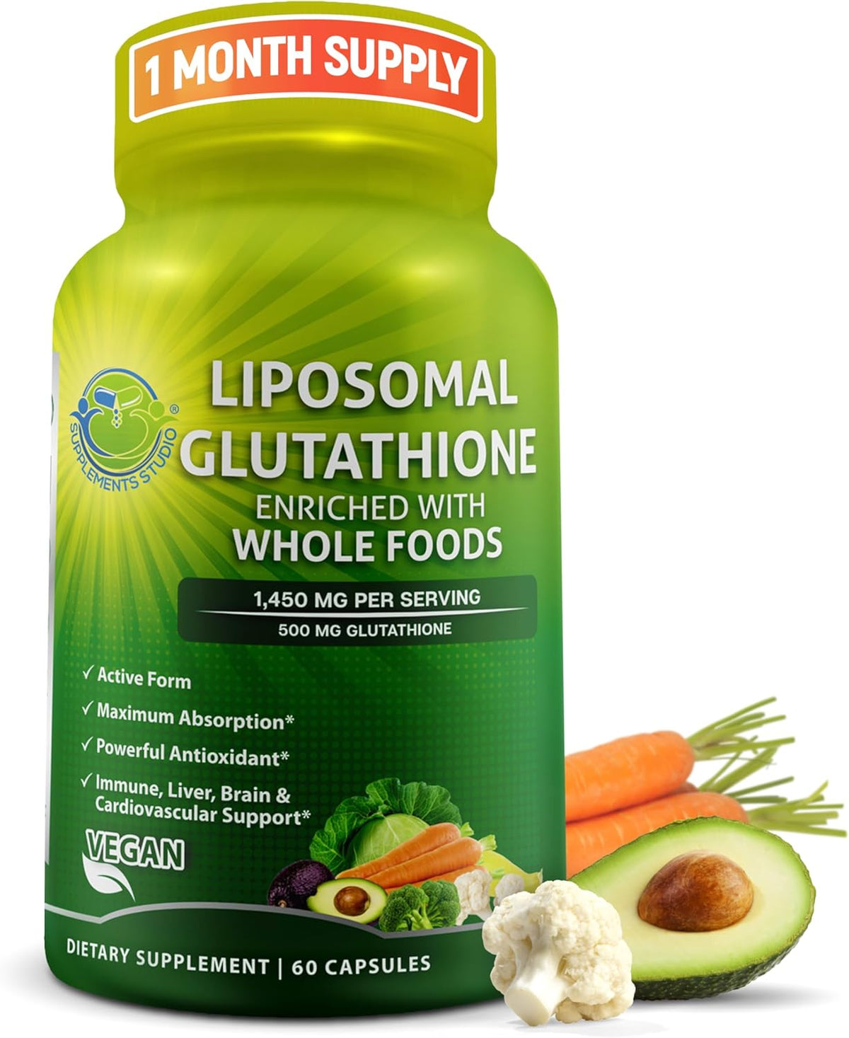 Liposomal Glutathione 500mg - Active Form L-Glutathione (Reduced) – 60 Count - görsel 1