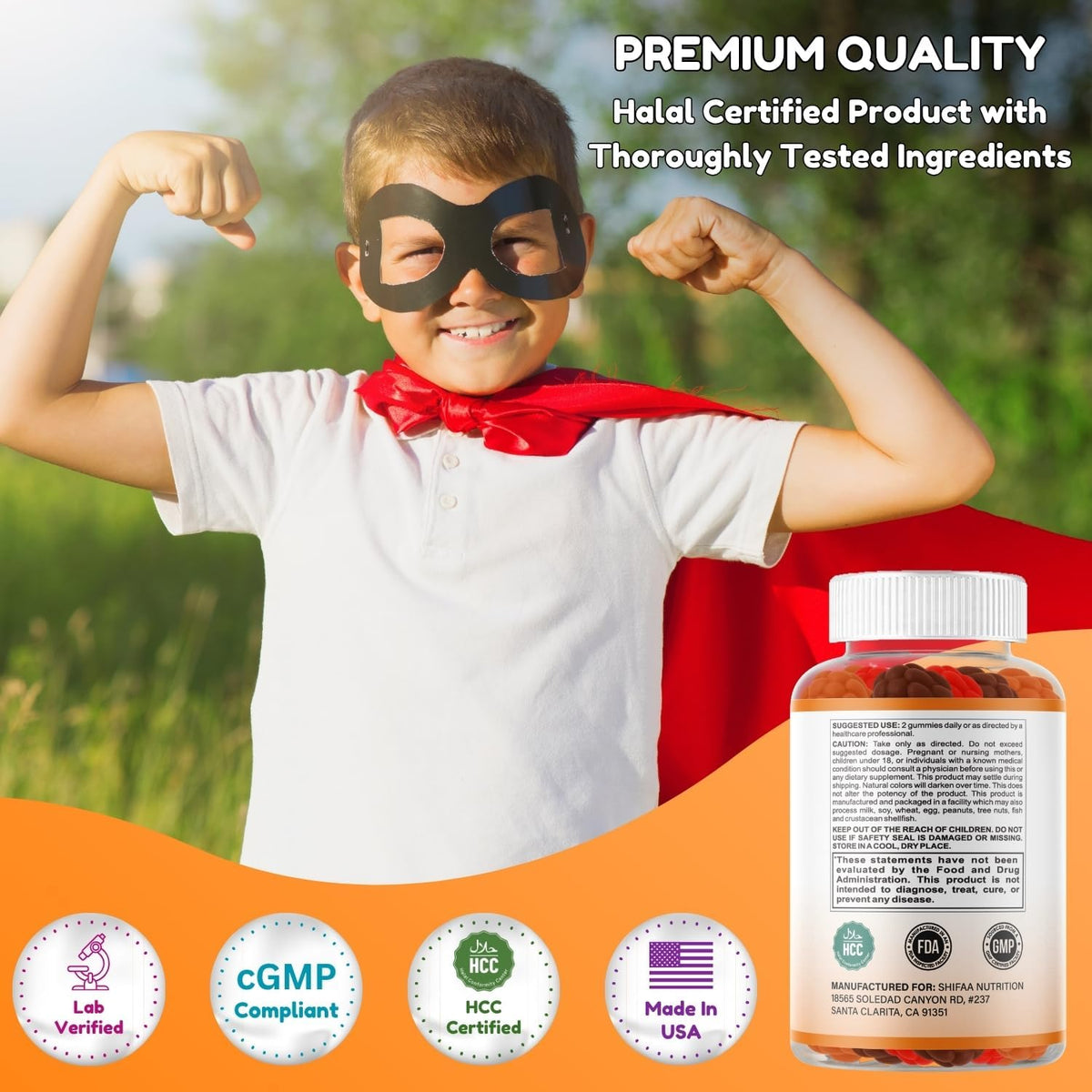 SHIFAA NUTRITION Vegetarian Vitamin D3 Gummies - 2000IU/1000IU, Halal, Non-GMO, Gluten-Free - görsel 5