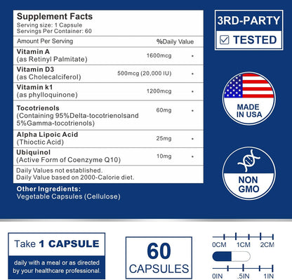 ADK Vitamin Supplement 20,000 IU – High Potency Vitamins A, D3 & K1 for Heart, Bone Health & Immune Support (120 Capsules)
