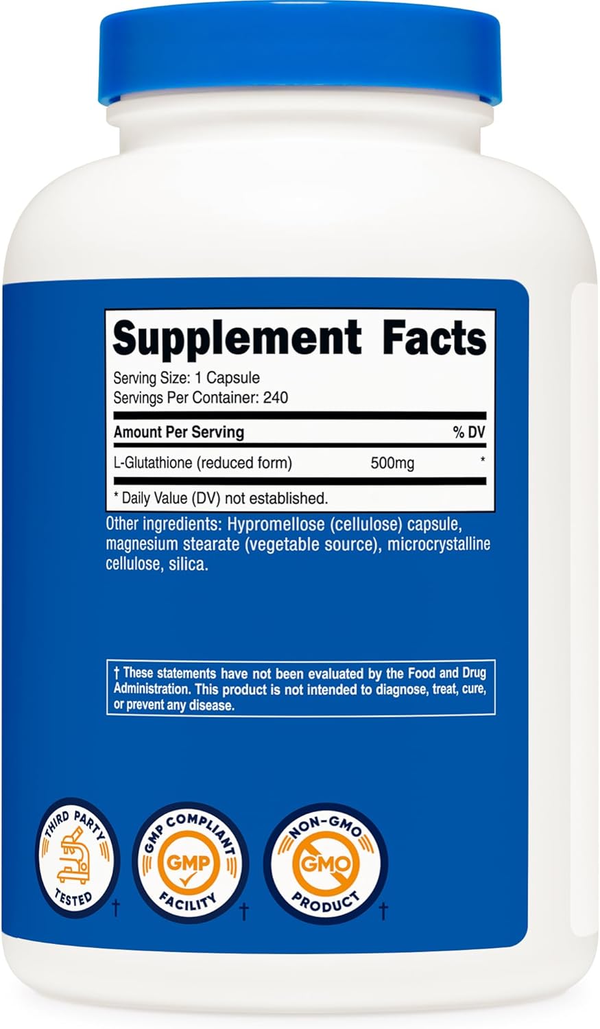 Nutricost Glutathione Capsules 500mg, 240 Capsules - görsel 5
