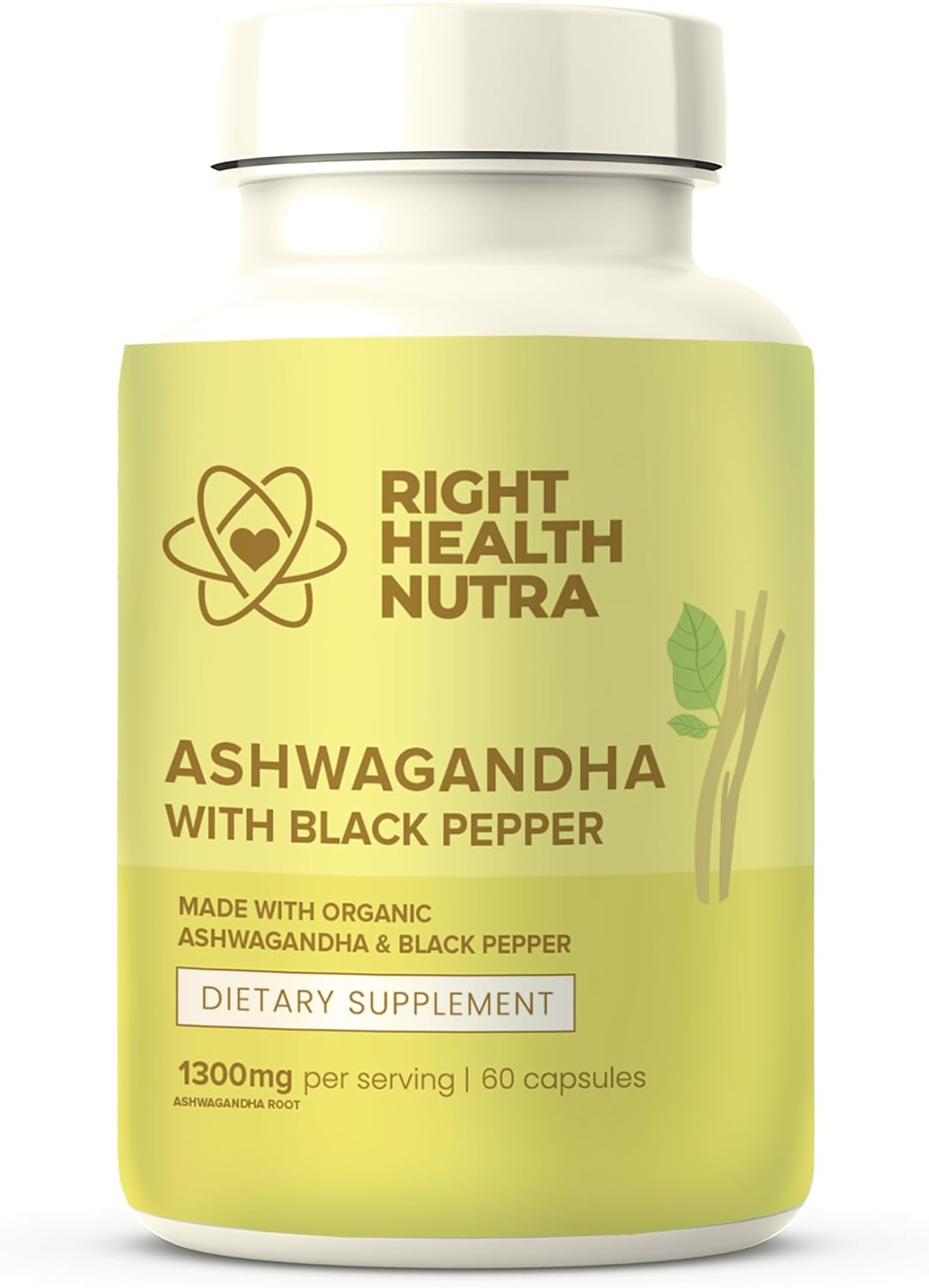 Ashwagandha Capsules - 60 Capsules - 1300mg per Serving with Black Pepper - görsel 1