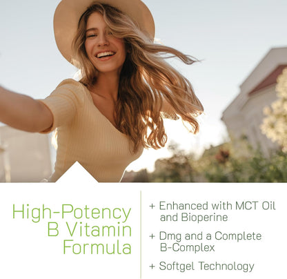 Irwin Naturals Mega B-Complex - 60 Liquid Softgels - Vitamin B Complex with Vitamin B12, Folate B9, Biotin B7, B1, B2, B3, B5, B6, and Rapid Energy MCTs