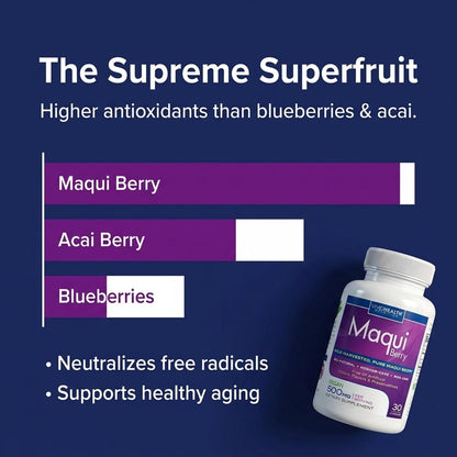 Pure Maqui Berry Extract Capsules - Antioxidant & Immune Support, 500mg, 30 Capsules