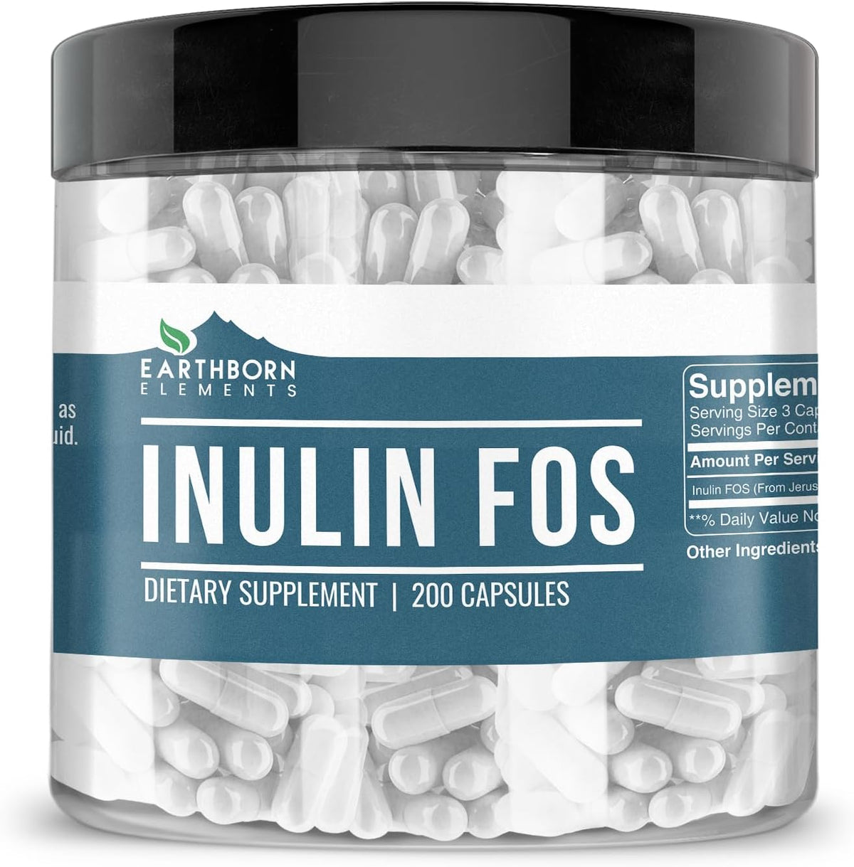 Earthborn Elements Inulin FOS 200 Capsules, Pure & Undiluted, No Additives - görsel 1