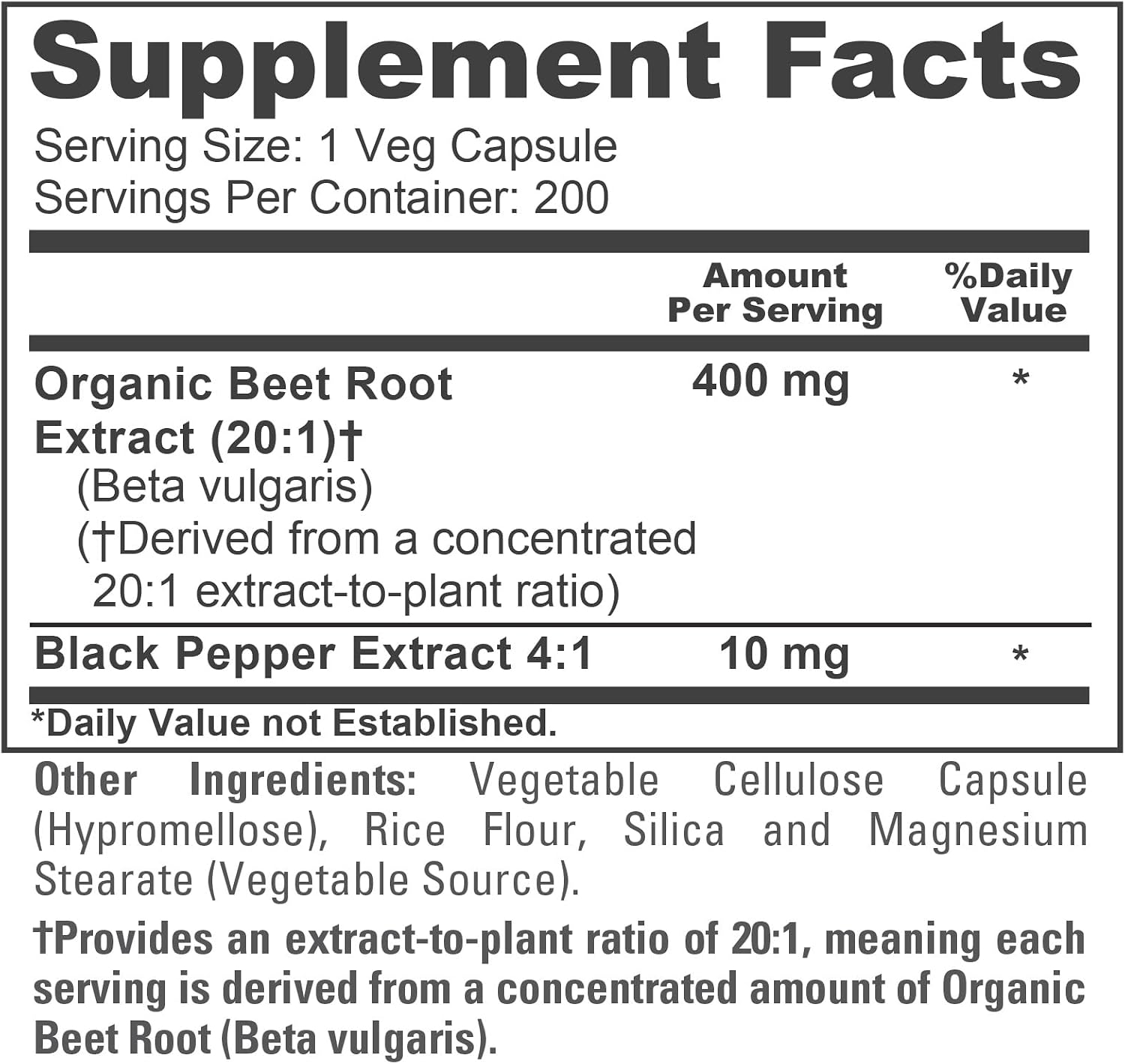 NusaPure Organic Beet Root, 400 mg, 200 Veg Capsules (Vegan, Non-GMO) - görsel 4