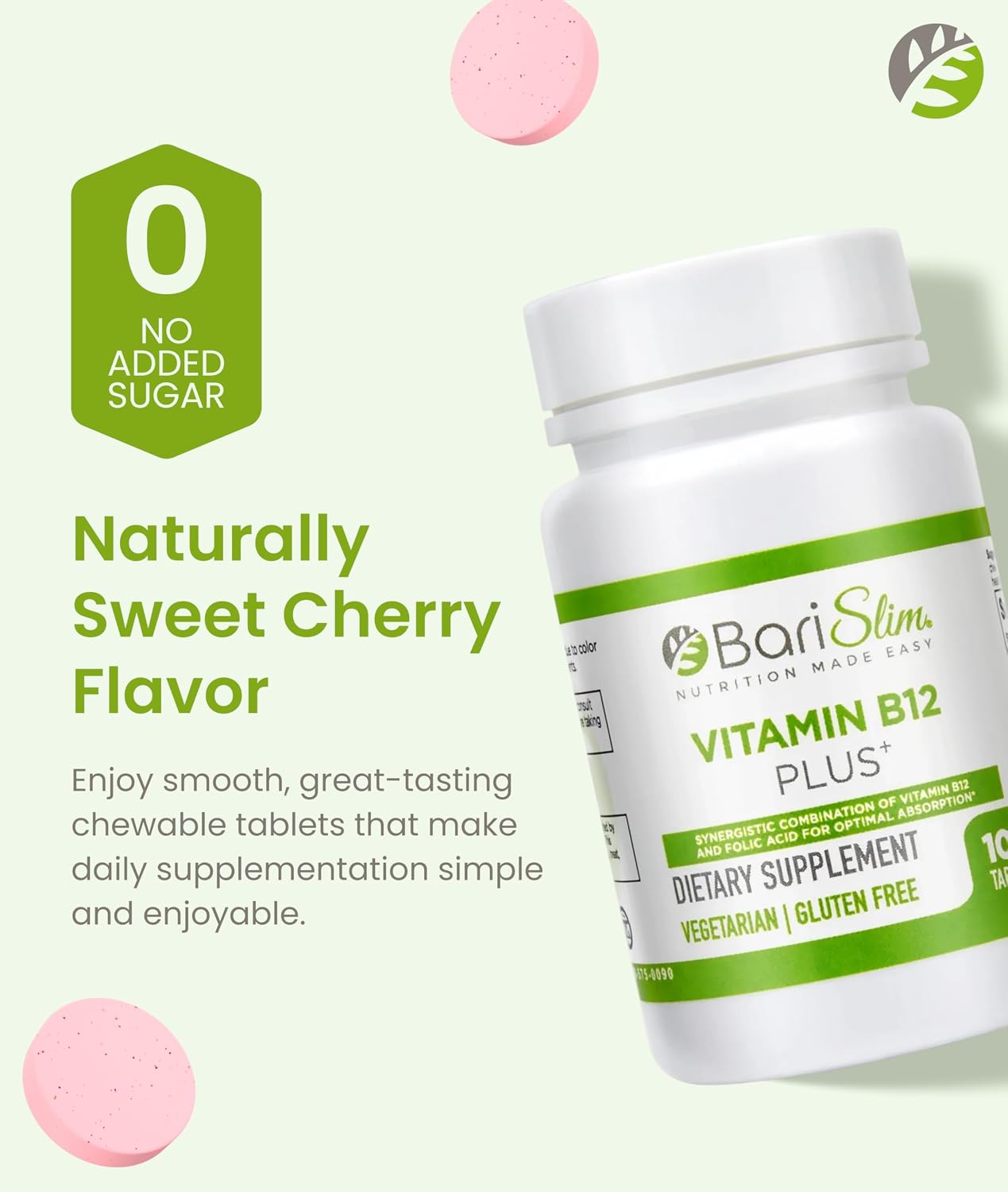 BariSlim Vitamin B12 Plus Chewable Tablets - Bariatric Formulated, Cherry Flavour - görsel 3