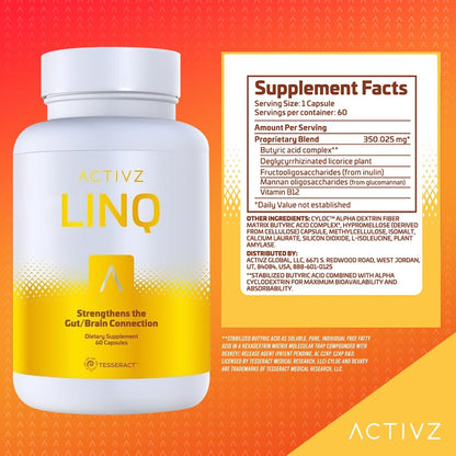 ACTIVZ LINQ - Advanced Epigenetic Formula for Brain Function, Gut Health, Skin Radiance and Immune Support - 60 Capsules