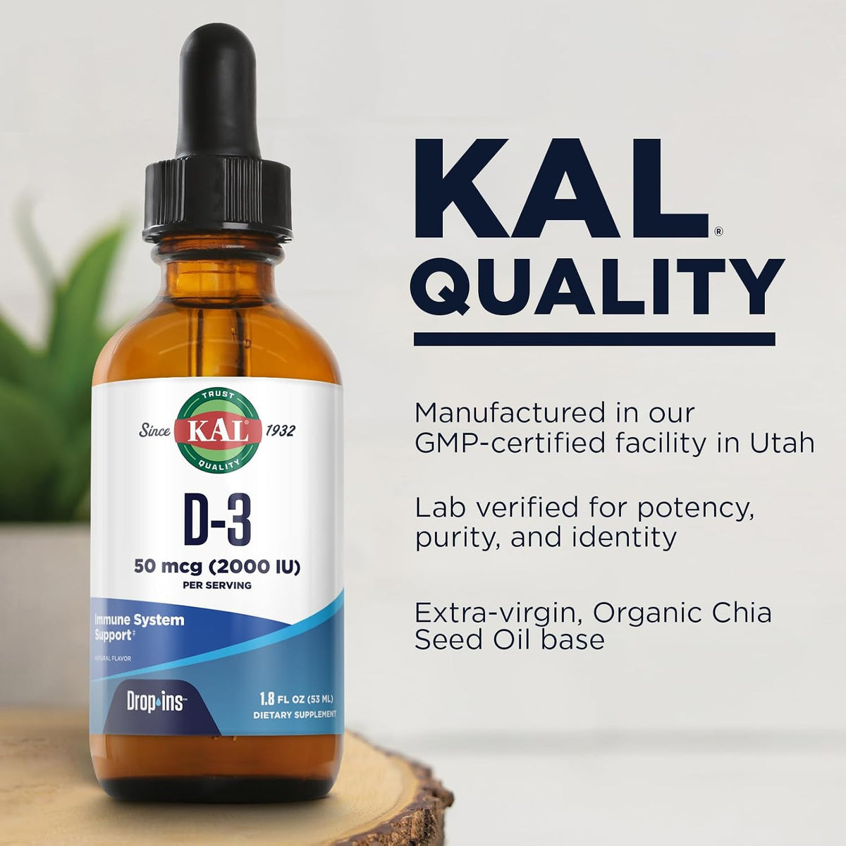 KAL Vitamin D3 2000 IU (50 mcg) DropIns – Liquid Vitamin D3 Drops - görsel 4