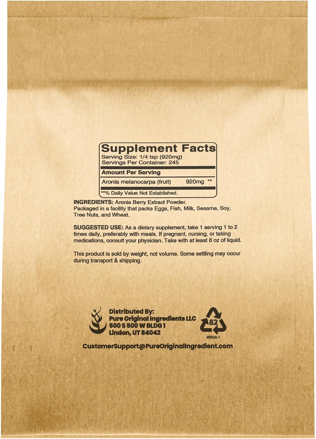 Pure Original Ingredients Aronia Berry Powder (227g) - Pure Undiluted Supplement - görsel 2
