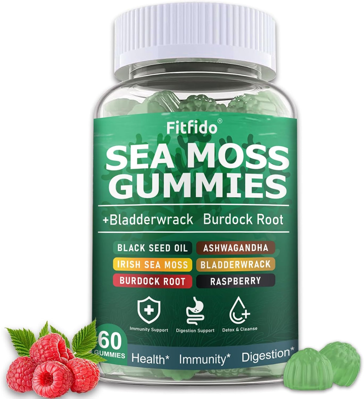 Irish Sea Moss Gummies 3000mg with Bladderwrack, 60 Count - görsel 1