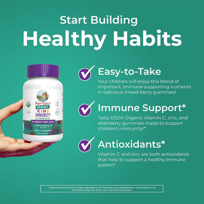 MaryRuth's Organics Children's Immune Support Gummies - USDA Organic Vitamin C, Zinc & Elderberry - 60 Gummies