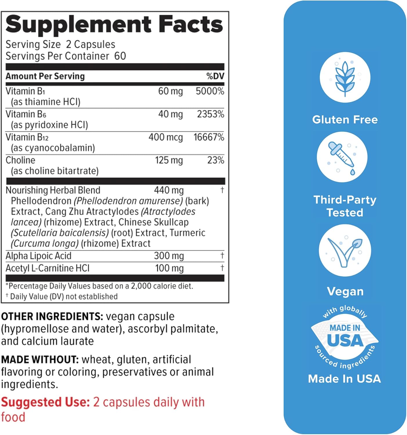 Redd Remedies Nerve Shield, Supports Healthy Nerve Structure and Circulation, 120 Vegan Capsules - görsel 2