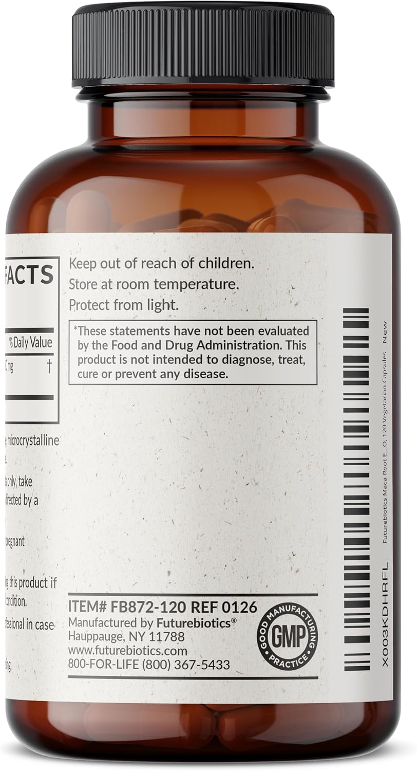 Futurebiotics Maca Root Extra Strength – Supports Energy, Stamina & Vitality, Non-GM, 120 Vegan Capsules - görsel 7