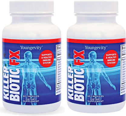 Youngevity Killer Biotic FX - Immune System Support with Bee Propolis, Mushrooms and Colostrum - 60 Capsules