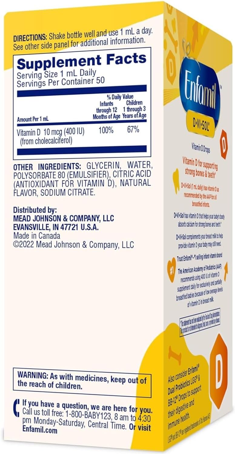 Enfamil D-Vi-Sol Vitamin D Drops for Infants, 50 ml (Pack of 2) - görsel 3