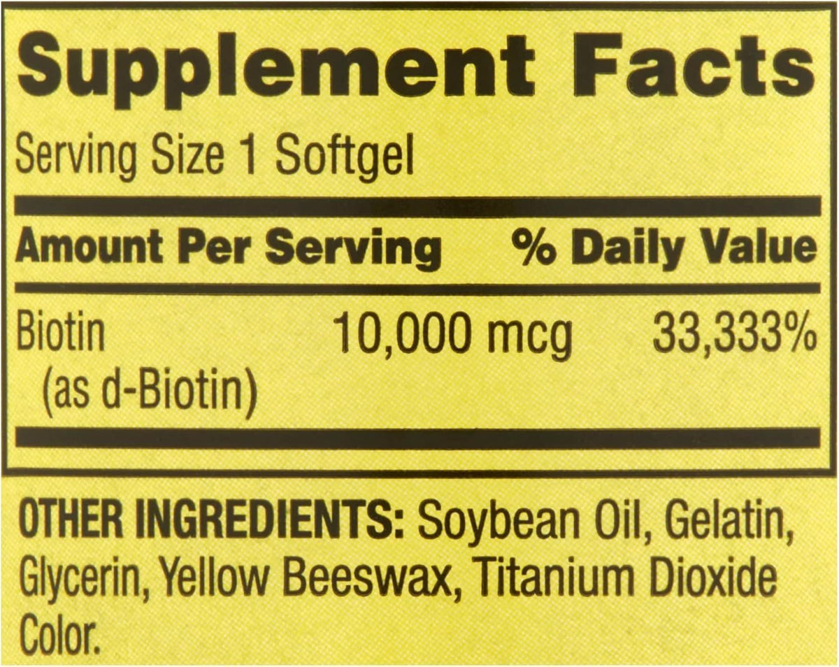 Spring Valley Biotin 10,000 mcg, 120 Count, Soft gel capsules, Biotin for Hair, Skin, Nail Health - görsel 2