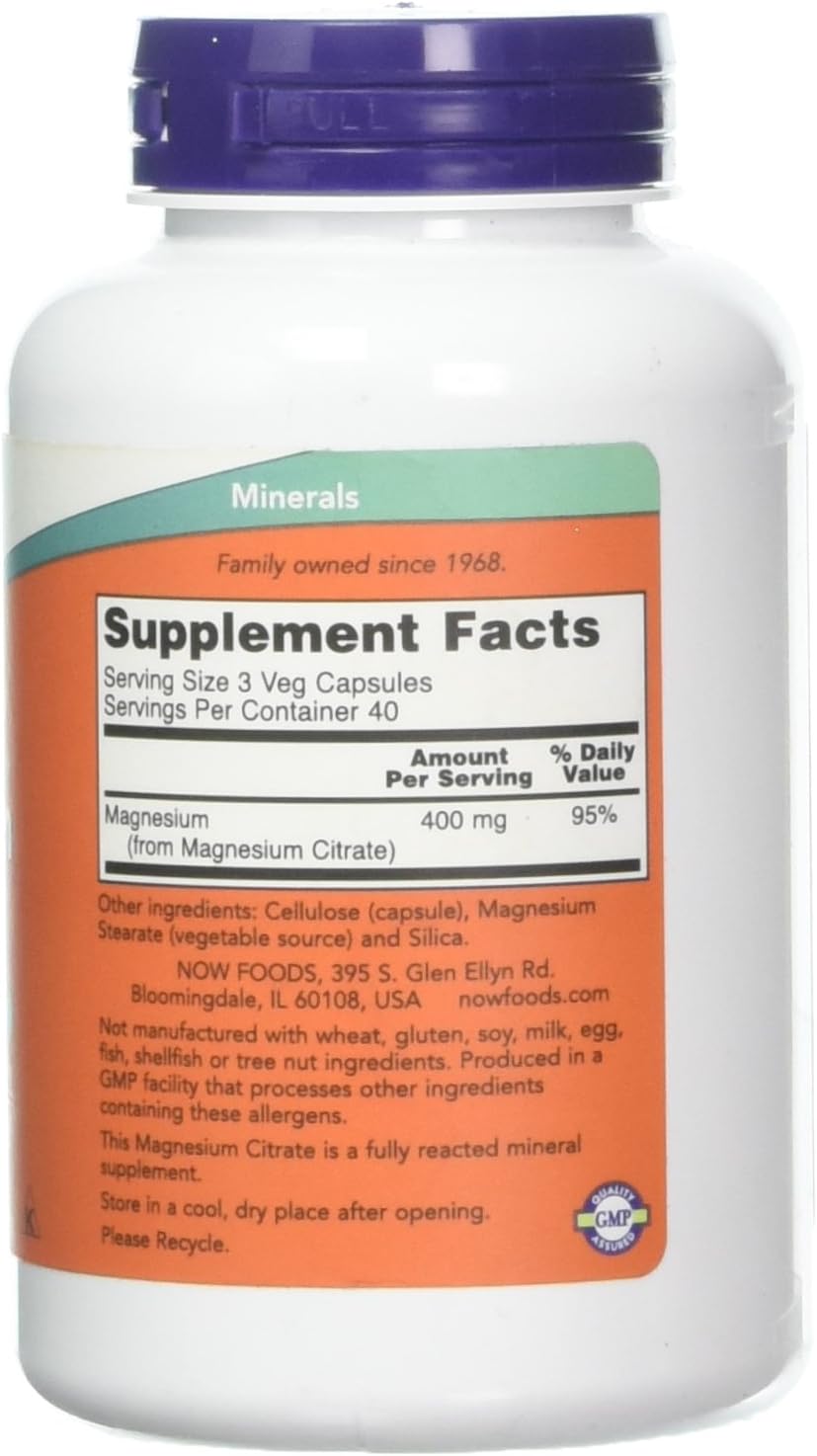 Now Foods Magnesium Citrate Capsules, 120 Vcaps (2-Pack) - görsel 3