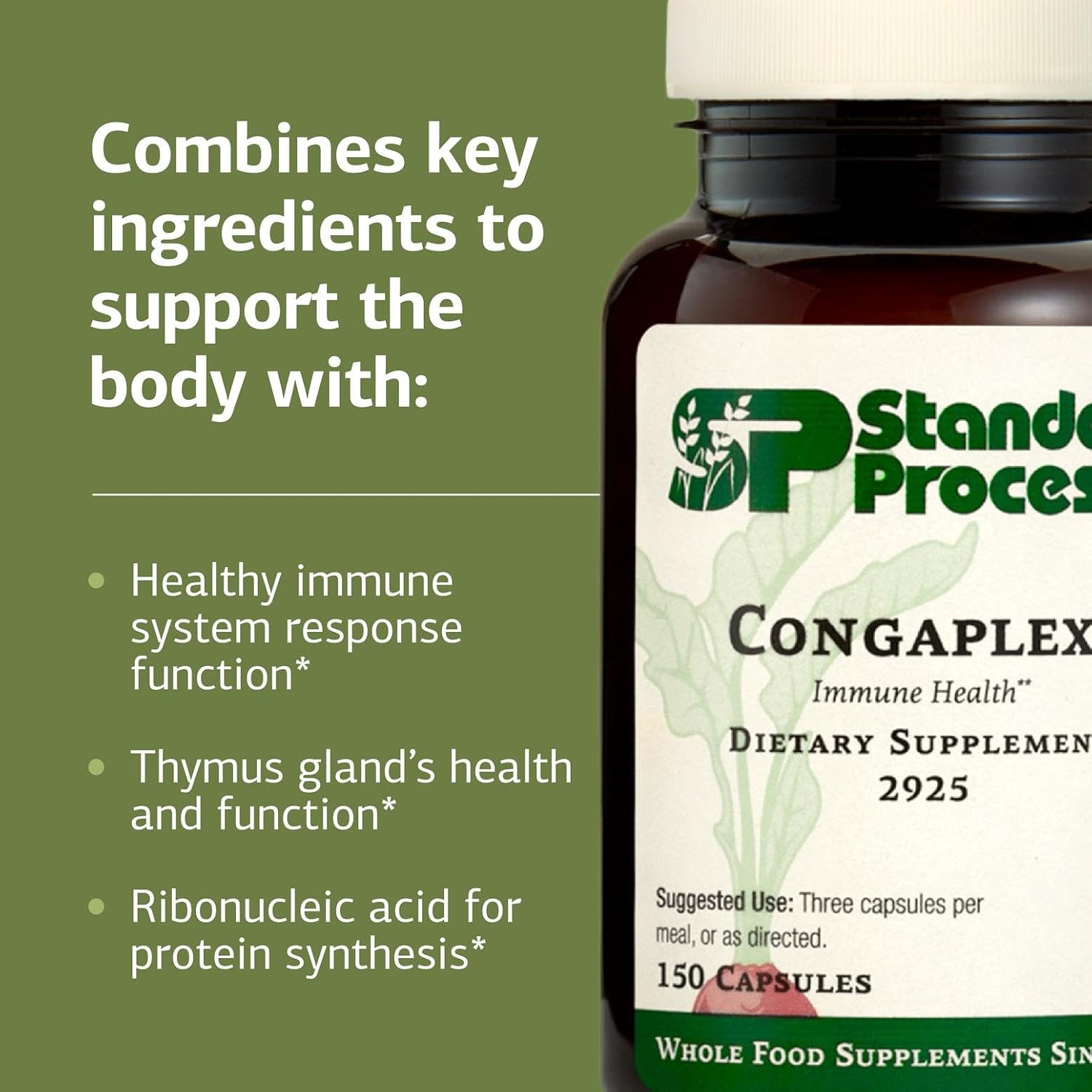 Standard Process Congaplex – Thymus Gland Support Food Supplement with Vitamin C, Vitamin A and Magnesium – 150 Capsules - görsel 4