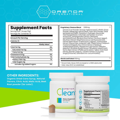 Orenda Clean 18-Botanical Food Supplement Powder with Serrapeptase & Milk Thistle, Aronia Berry, Turmeric & Ashwagandha - Liver Support, 80g