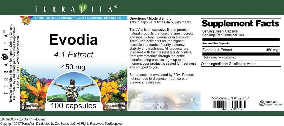 Evodia 4:1 - 450 mg (100 Capsules, ZIN: 520057) - görsel 3