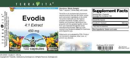 Evodia 4:1 - 450 mg (100 Capsules, ZIN: 520057)