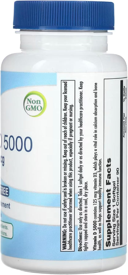 Nutra BioGenesis Vitamin D3 5000 IU (125 µg) - 90 Softgels