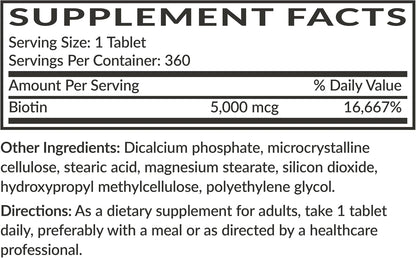 Futurebiotics Biotin 5000 mcg - 360 Vegetarian Tablets