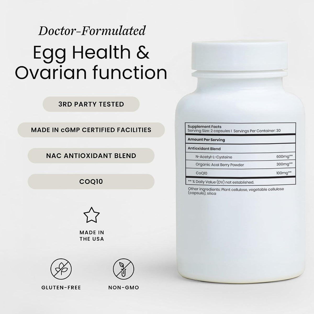 Perelel Fertility Support, Antioxidant Multivitamin with CoQ10, NAC & Açai Berry - görsel 2