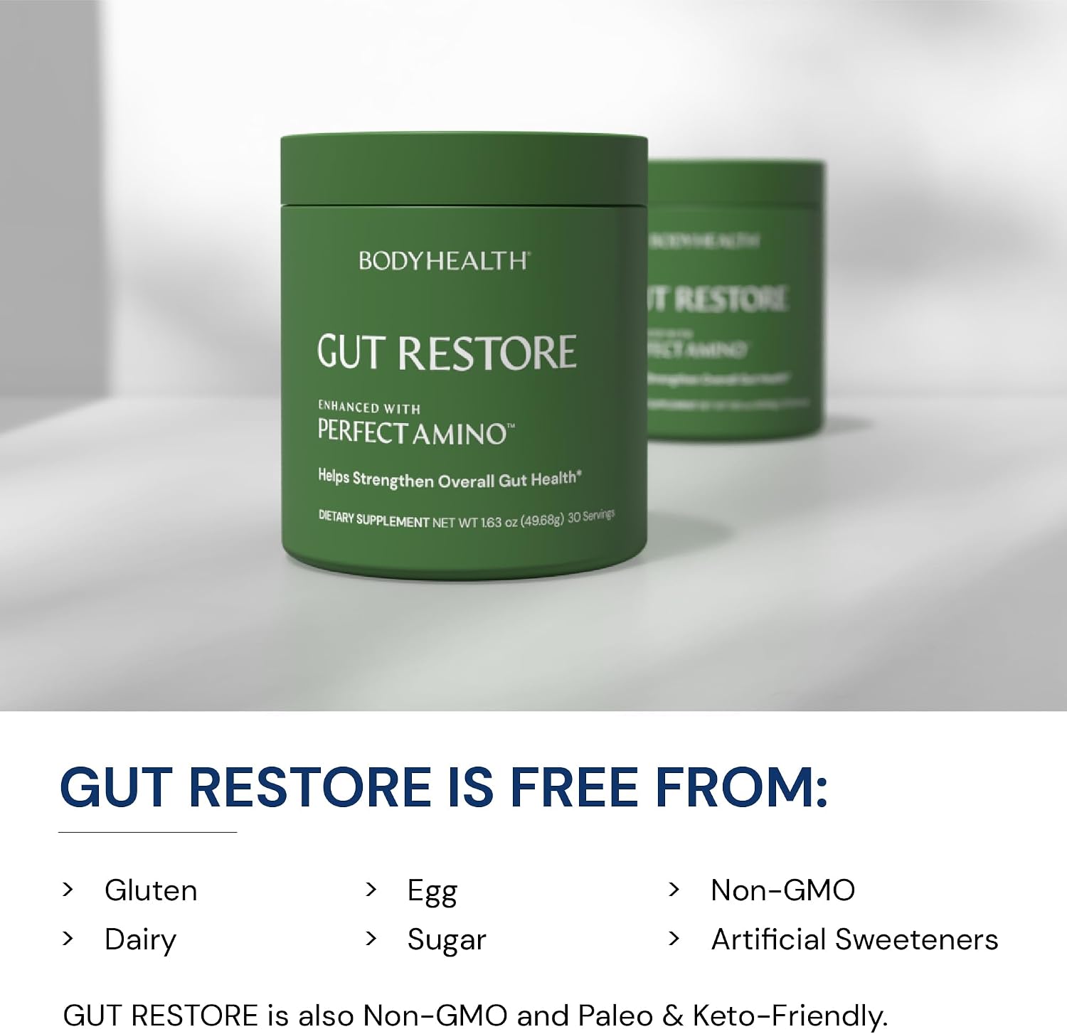 BodyHealth Gut Restore with PerfectAmino, ImmunoLin, and Humic Acid – Gut Health Food Supplement – Unflavoured – 30 Servings - görsel 5