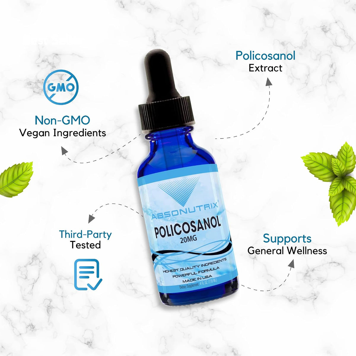 Absonutrix Policosanol 20mg Liquid Drops – Heart Health Support, 120 ml - görsel 6