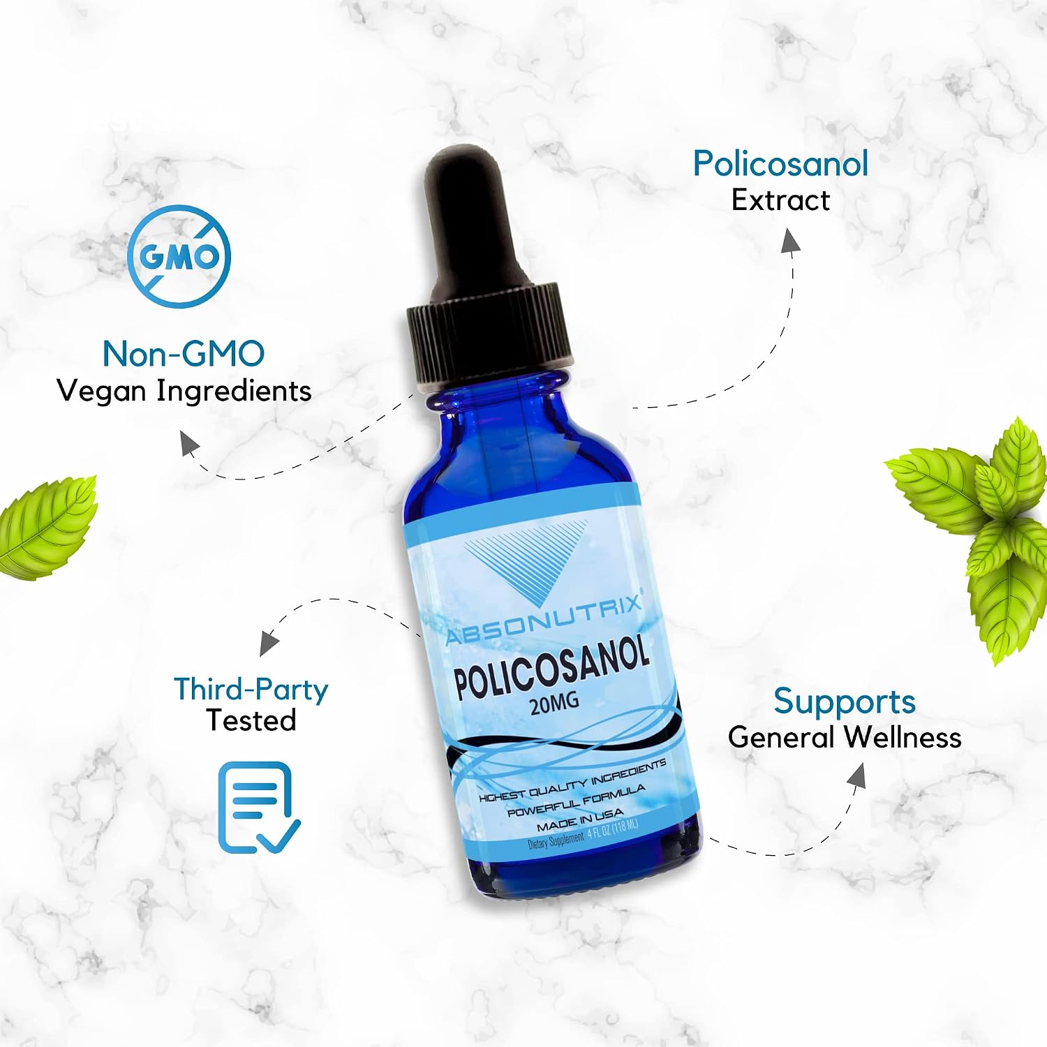 Absonutrix Policosanol 20mg Liquid Drops – Heart Health Support, 120 ml - görsel 6