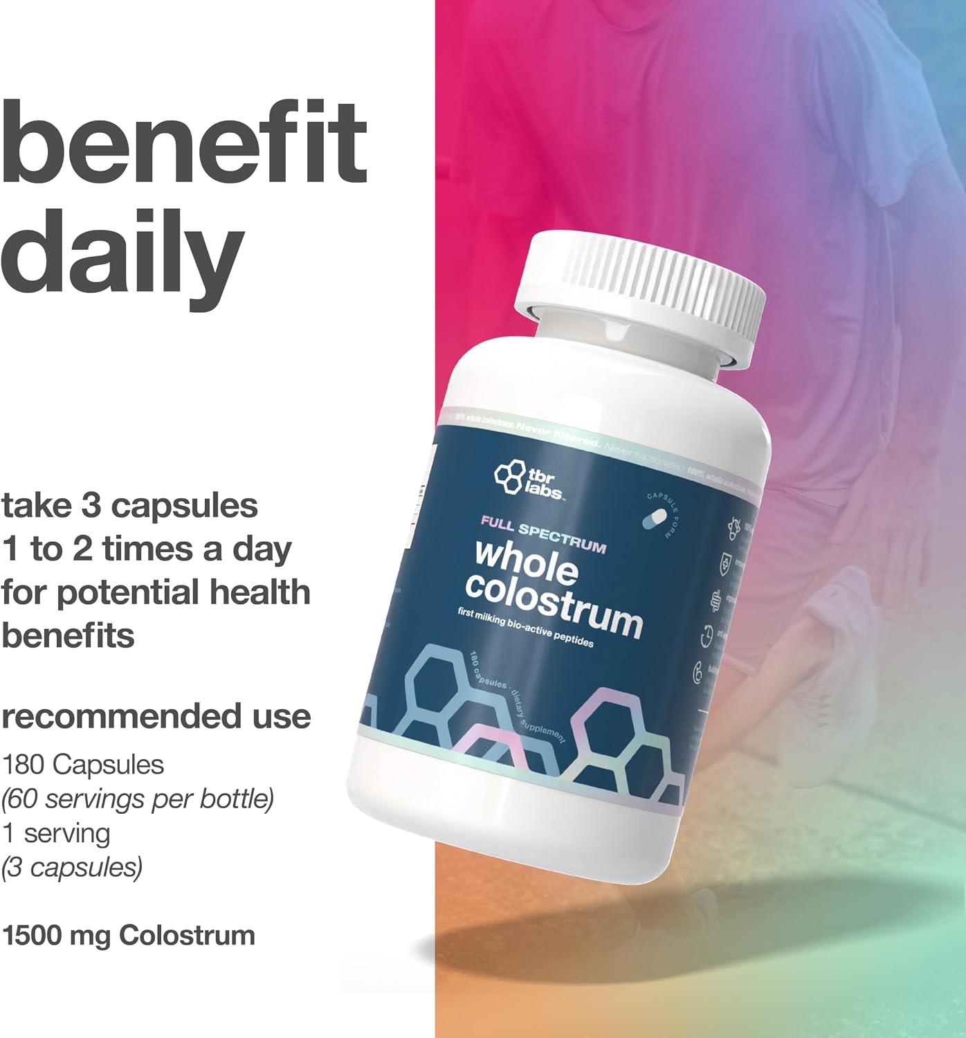 Pure Bovine Colostrum 180 Capsules – Free from Antibiotics and Hormones – Sourced from the USA – All Natural – 100% First Milking - görsel 6