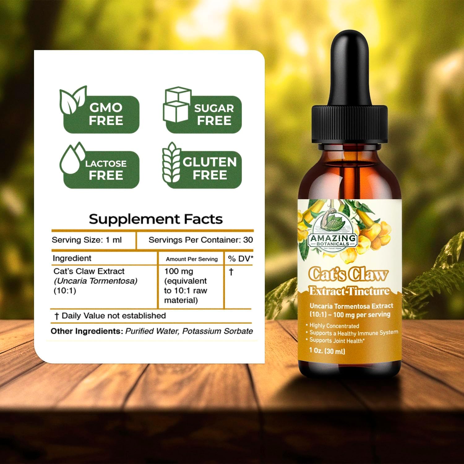Amazing Botanicals Cat's Claw Tincture – Organic Uncaria Tomentosa 10x Extract, Immune & Joint Support, 30ml - görsel 2